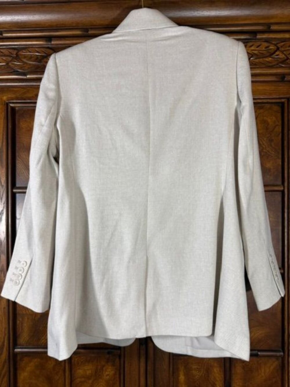 Express Oatmeal Heather Luxe Lounge Cotton Wool Blend Blazer - Picture 6 of 11